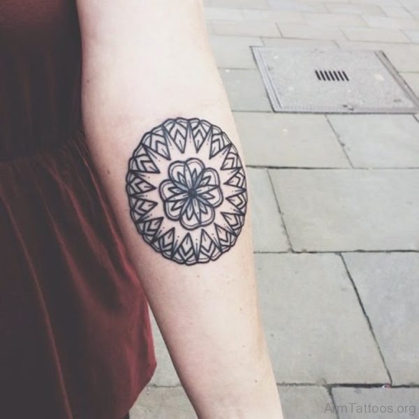 Round Mandala Tattoo On Arm