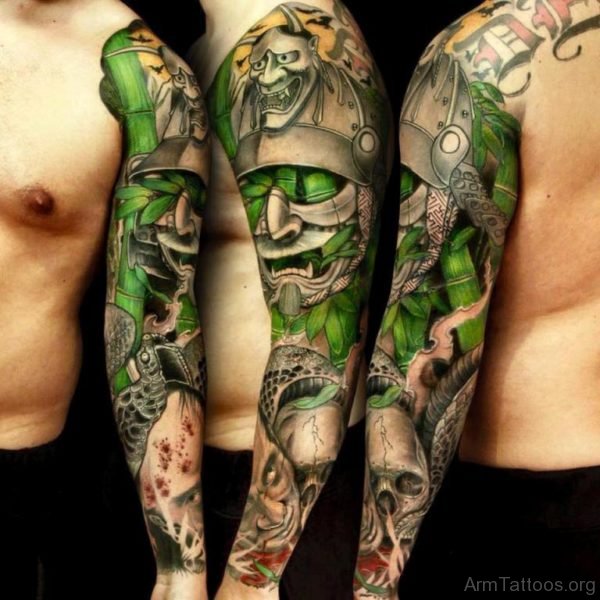 Samurai Warrior with Kabuki Mask Tattoo