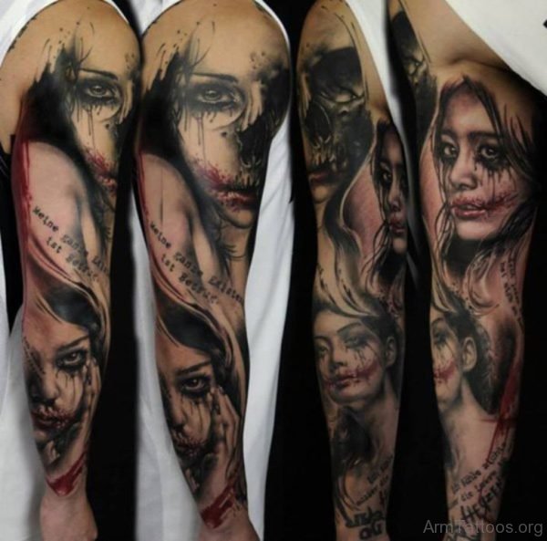 Scary Girl Portrait Tattoo 