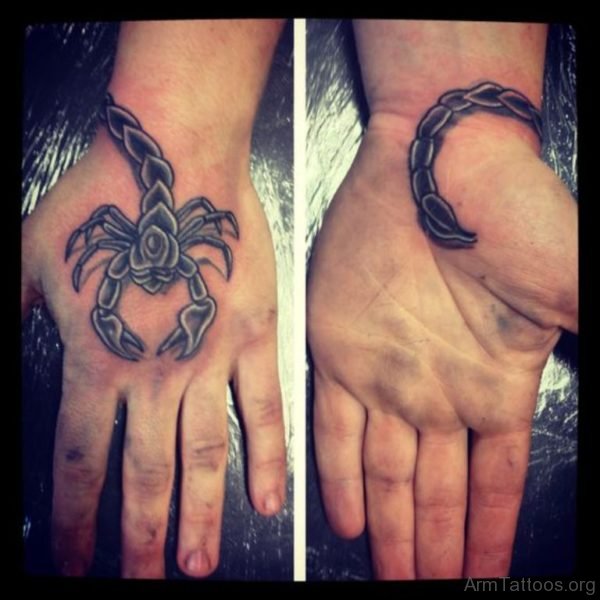Scorpion hand tattoo