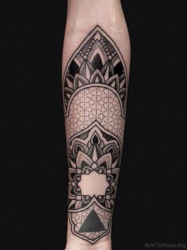 Simple And Nice Dotwork Geometric Tattoo For Lower Arm
