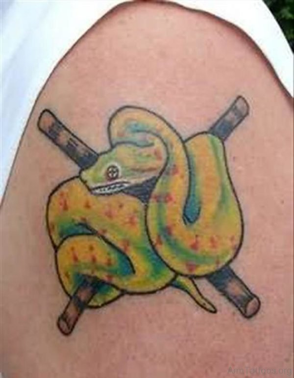 Simple Snake Tattoo On Shoulder