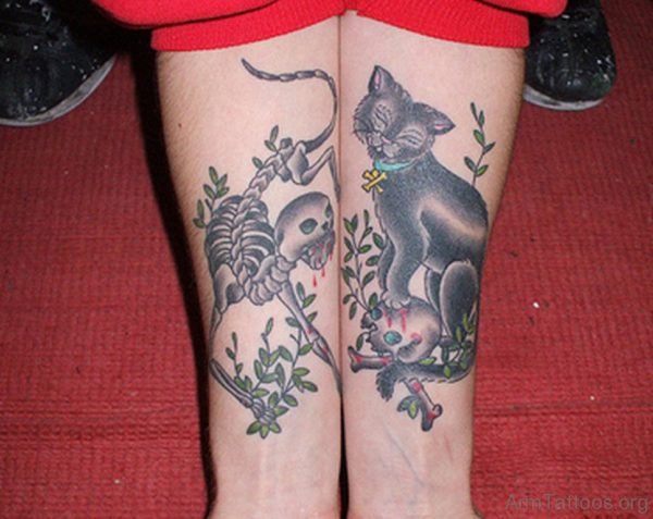 Skull And Cat Tattoo