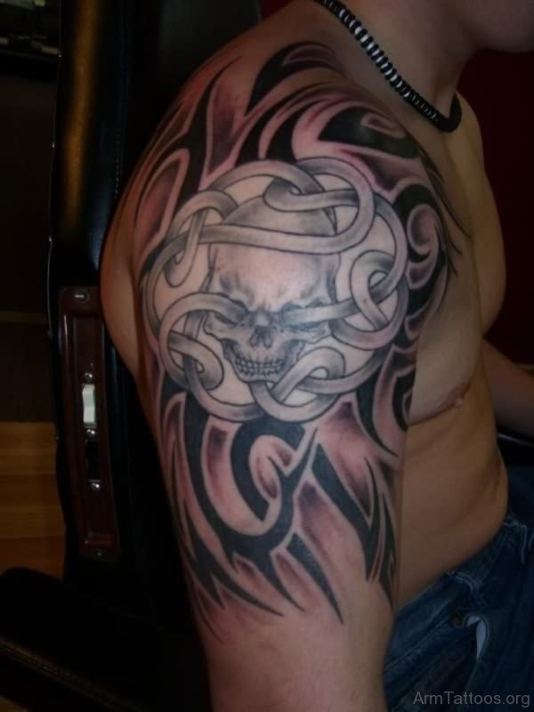Skull And Celtic Tattoo On Arm 