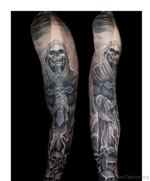 Skull And Cletic Cross Tattoo
