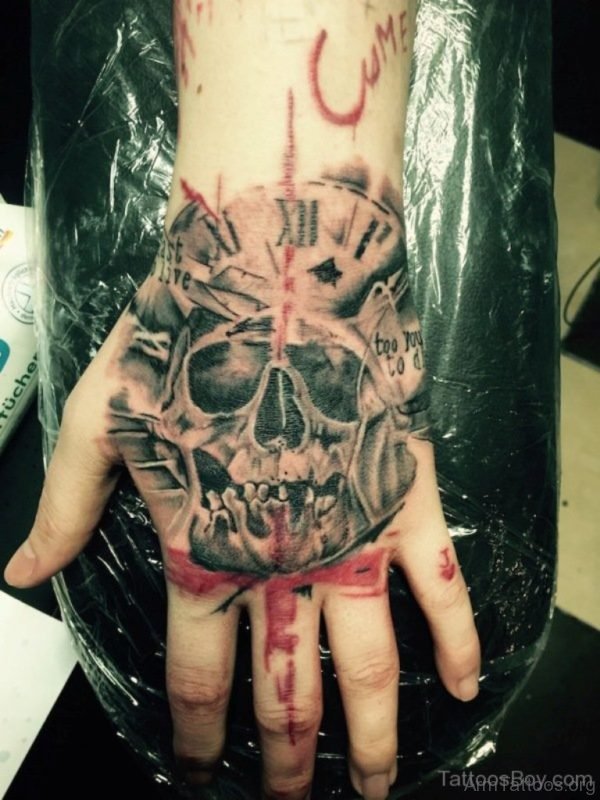 Skull And Clock Tattoo