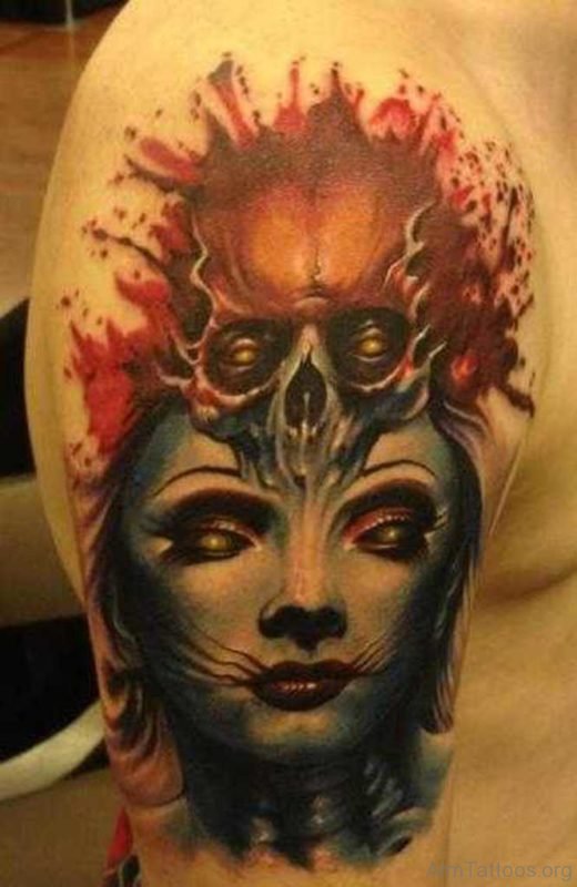 Skull And Mask Tattoo