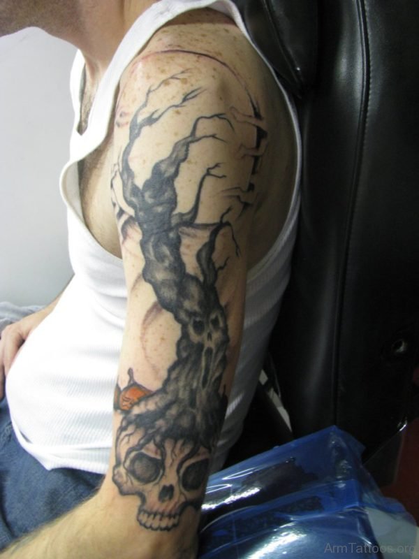 Skull And Tree Tattoo 