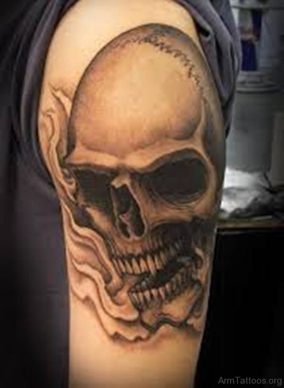 Skull Dragon Tattoo On Arm