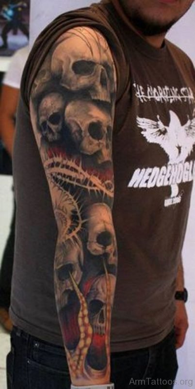 Skull Tattoo Design For Full Sleeve