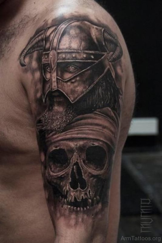 Skull With Warrior Tattoo