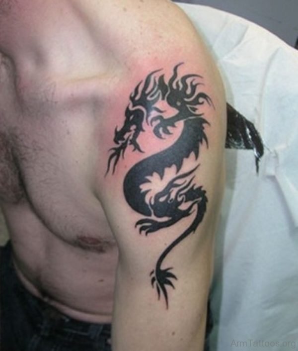 Small Black Shoulder Dragon Tattoo