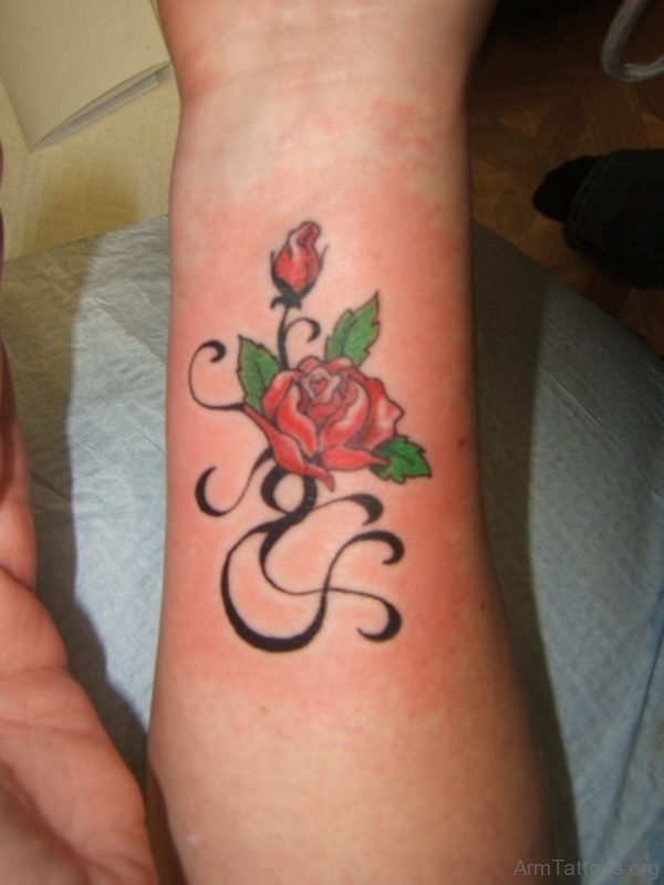 Small Designer Rose Tattoo On Wrist 