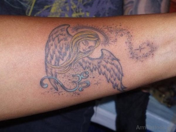 Small Guardian Angel Tattoo On Arm