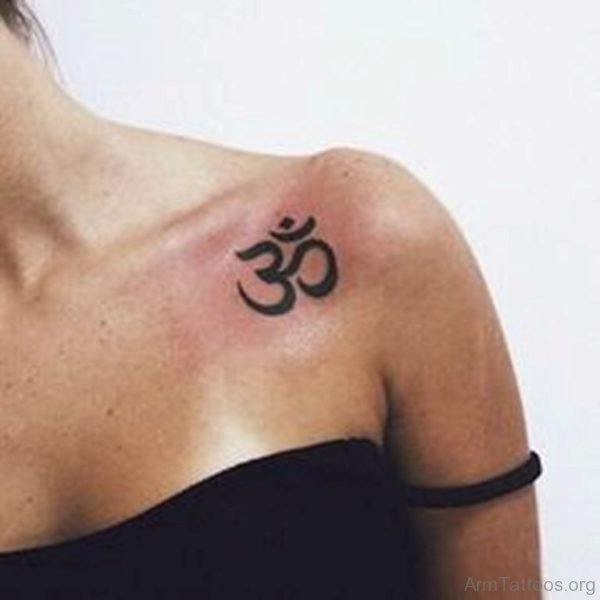 Small Om Tattoo On Shoulder