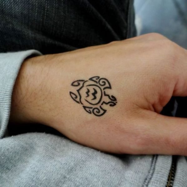 Small Tribal Turtle Tattoo For Hand