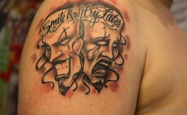 Smile Now Cry Later Masks Tattoos For Arm 