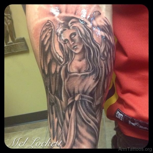Standing Angel Tattoo Design On Arm