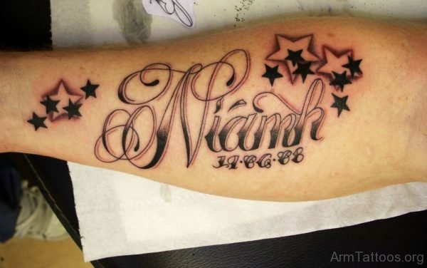 Stars Ambigram Tattoo On Arm