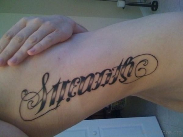 Strength Arm Ambigram Tattoo
