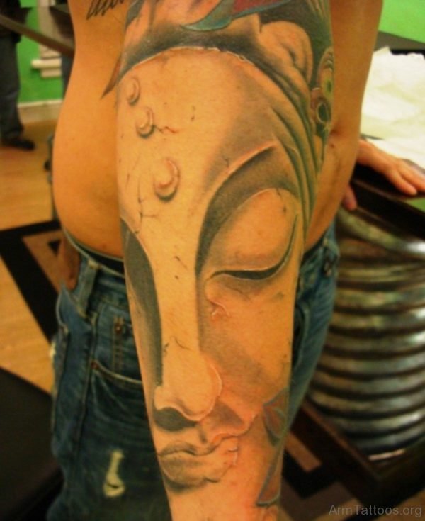 Stunning Buddha Tattoo On Arm 