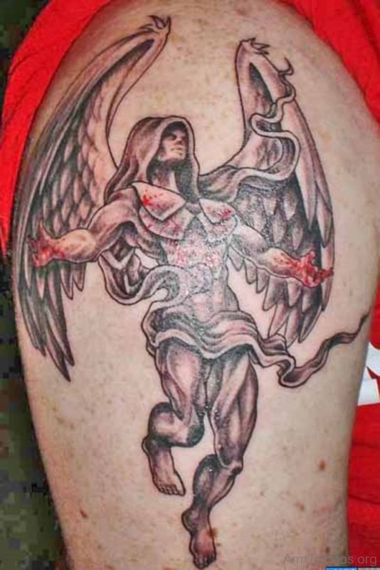 Stunning Guardian Angel Tattoo For Arm