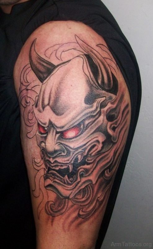 Stunning Oni Mask Tattoo For Men