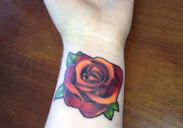Stunning Rose Tattoo On Wrist 