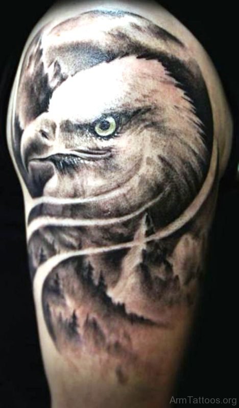 Stylish Black And White Eagle Tattoo