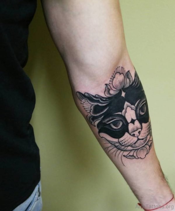 Stylish Cat Tattoo on Arm