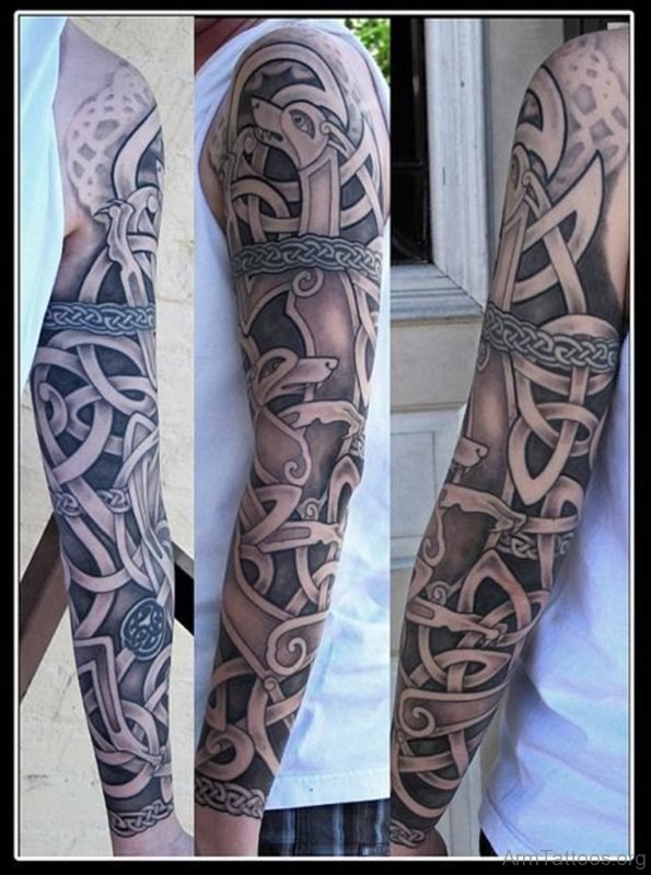 Stylish Celtic Tattoo On Full Sleeve