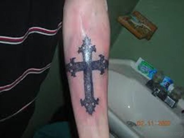 Stylish Cross Tattoo On Arm