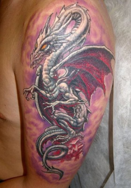 Stylish Dragon Tattoo Design For Shoulder