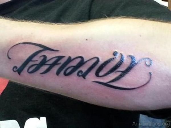 Stylish Family Ambigram Tattoo 