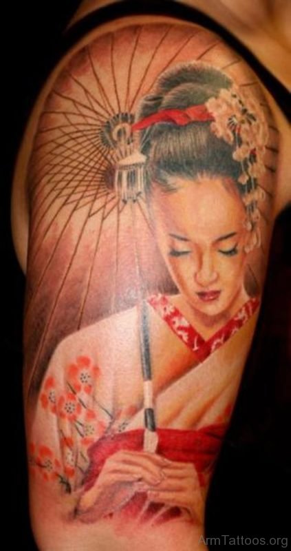 Stylish Geisha Tattoo