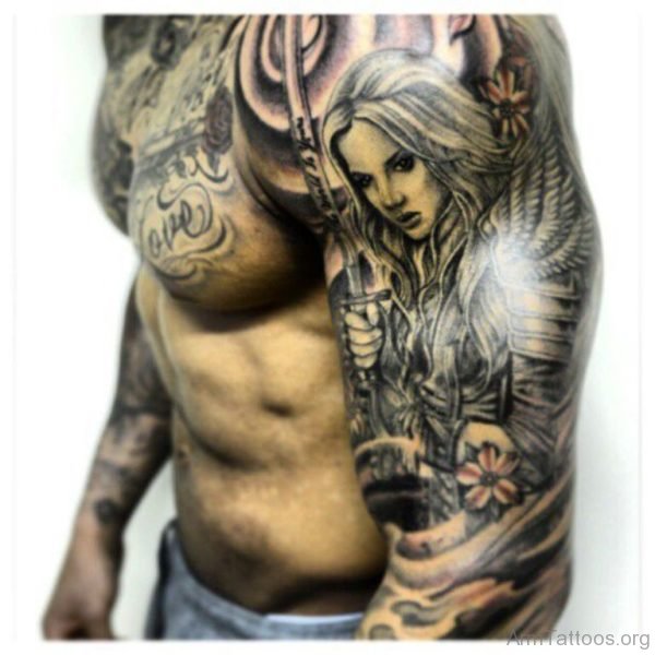 Stylish Guardian Angel Tattoo