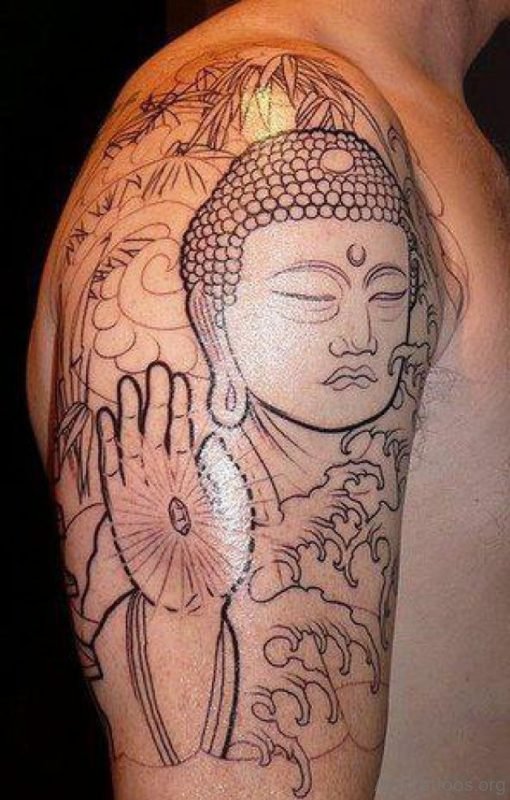 Stylish Religious Tattoo On Shoulders