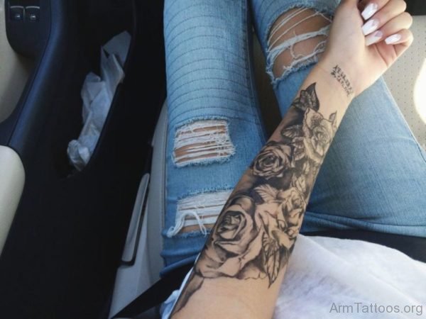 Stylish Rose Tattoo On Arm