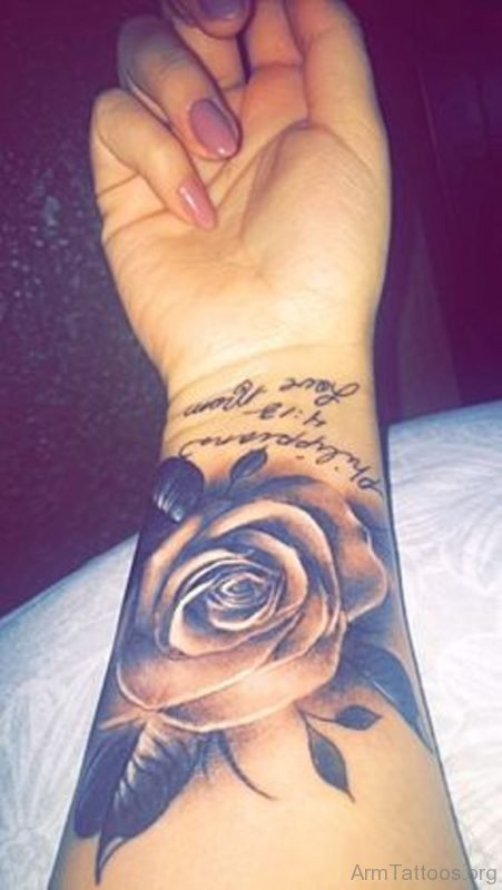 Stylish Rose Tattoo On Wrist 