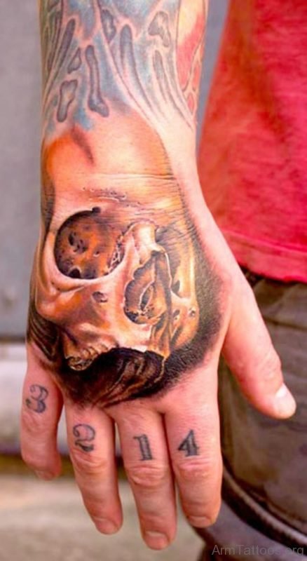 Stylish Skull Tattoo Design On Hand