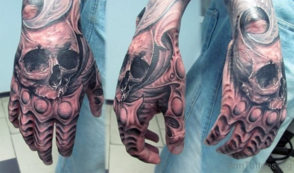 Stylish Skull Tattoo On Hand