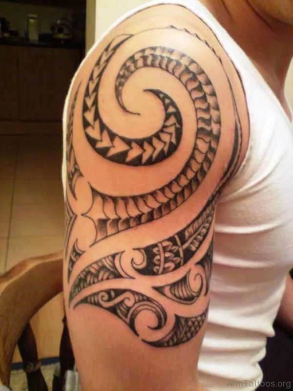 Stylish Tribal Maori Tattoo On Arm 