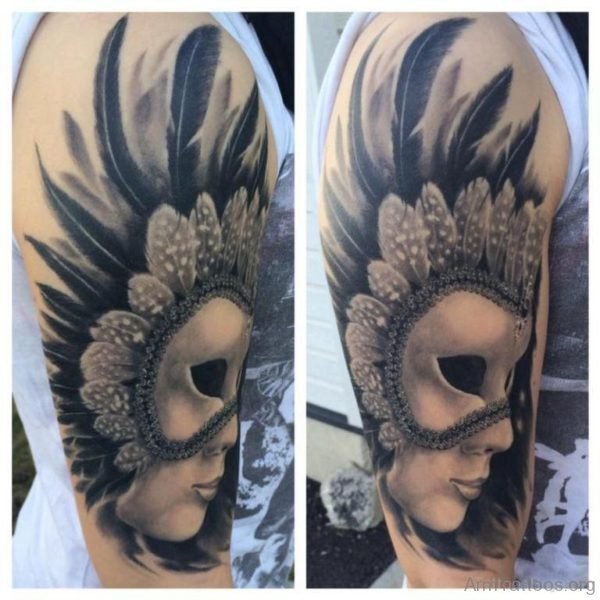 Stylish Venetian Mask Tattoo