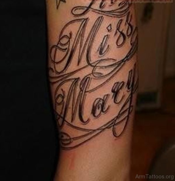 Stylish Word Tattoo On Arm