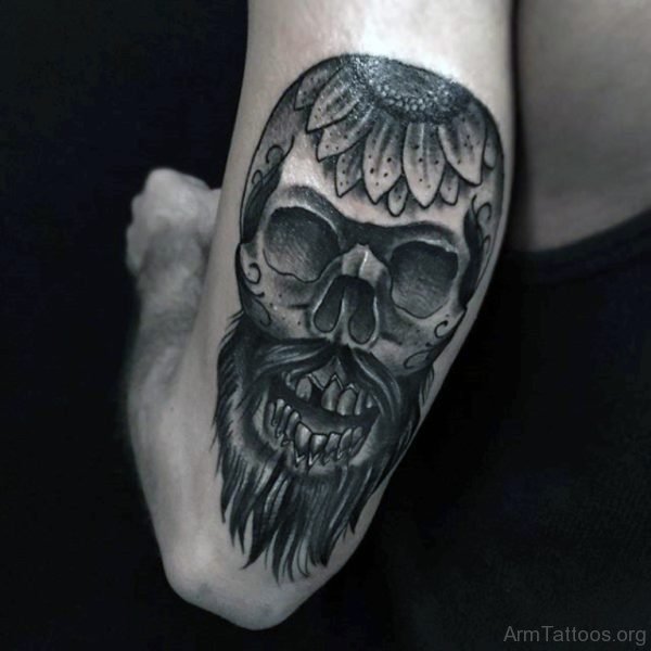 Sugar Skull Tattoo Men On Back Of Arm