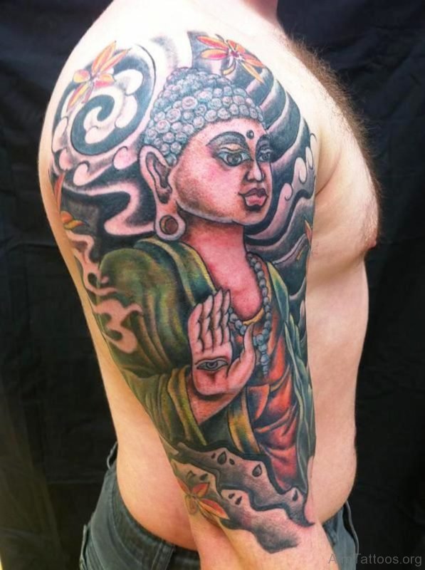 Superb Buddha Tattoo On Arm 