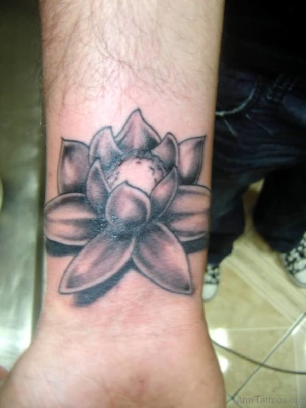 Superb Lotus Tattoo On Arm 
