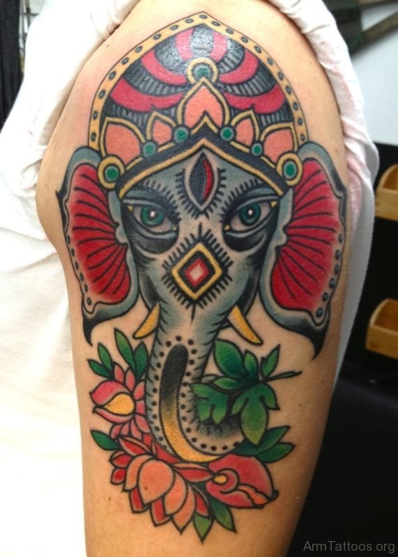 Sweet Ganesha Tattoo For Shoulder