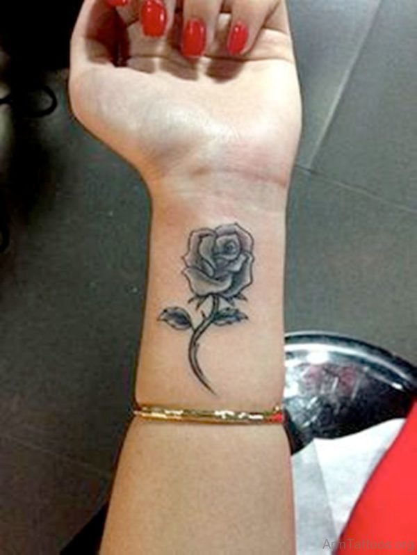 Sweet Rose Tattoo On Wrist 