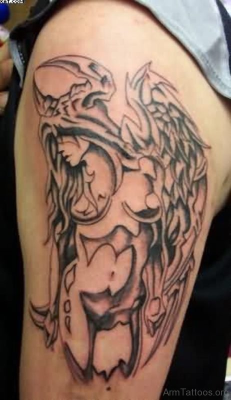 Terrific Devil Angel Tattoo On Arm